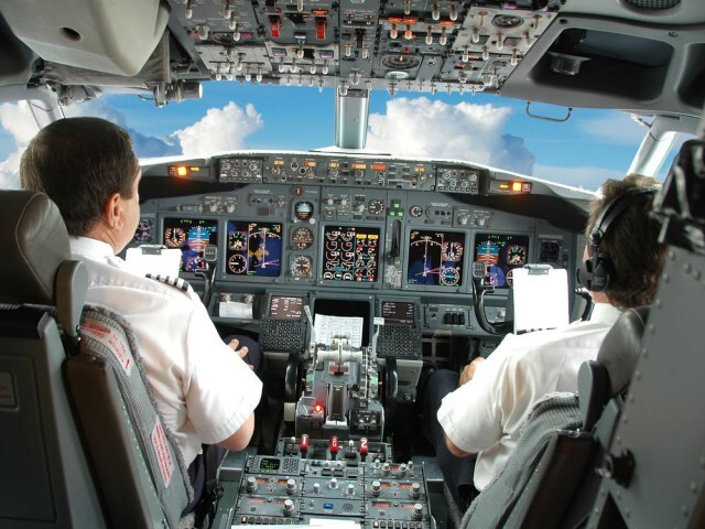 Pilots in the cockpit